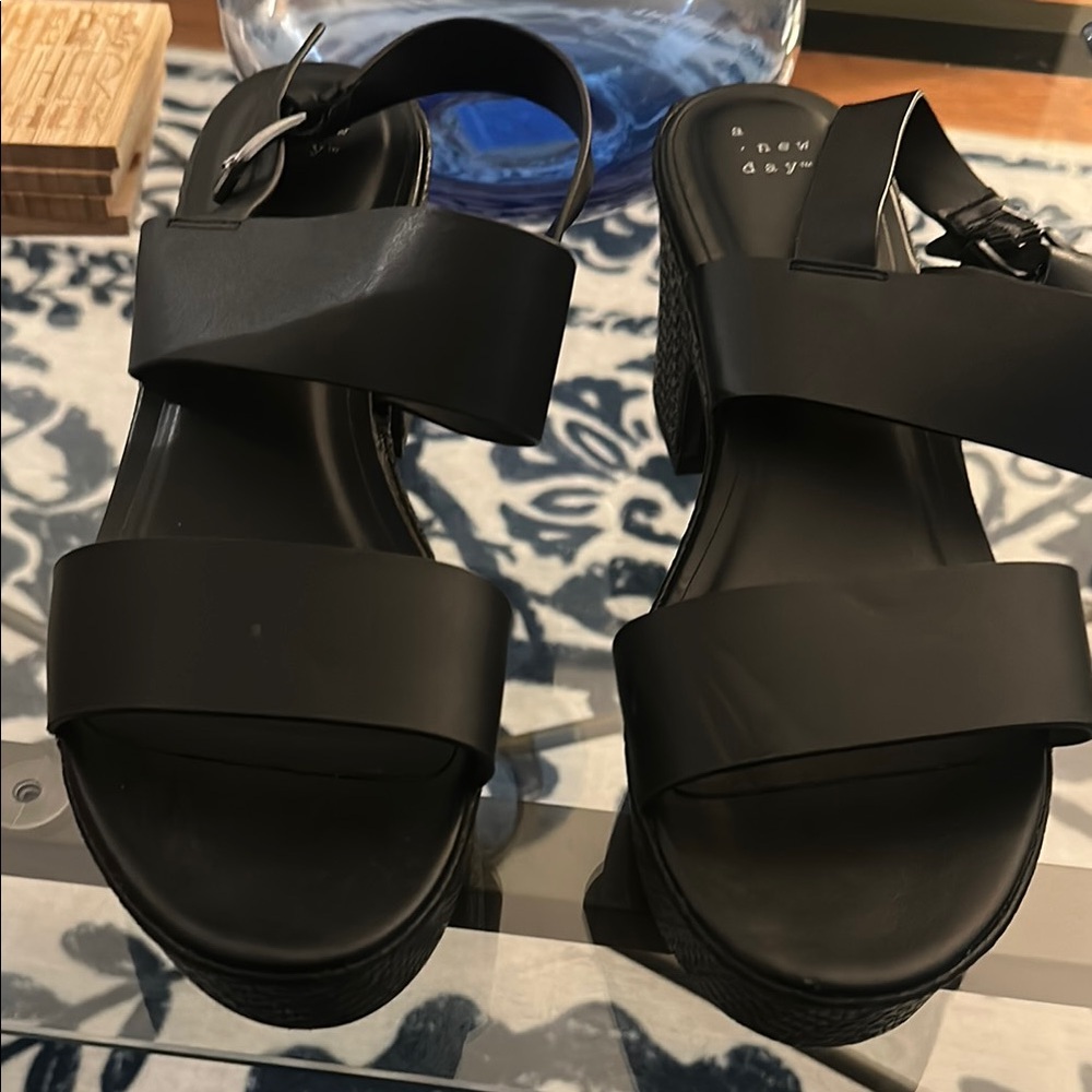 a new day Black Chunky Platform Sandals